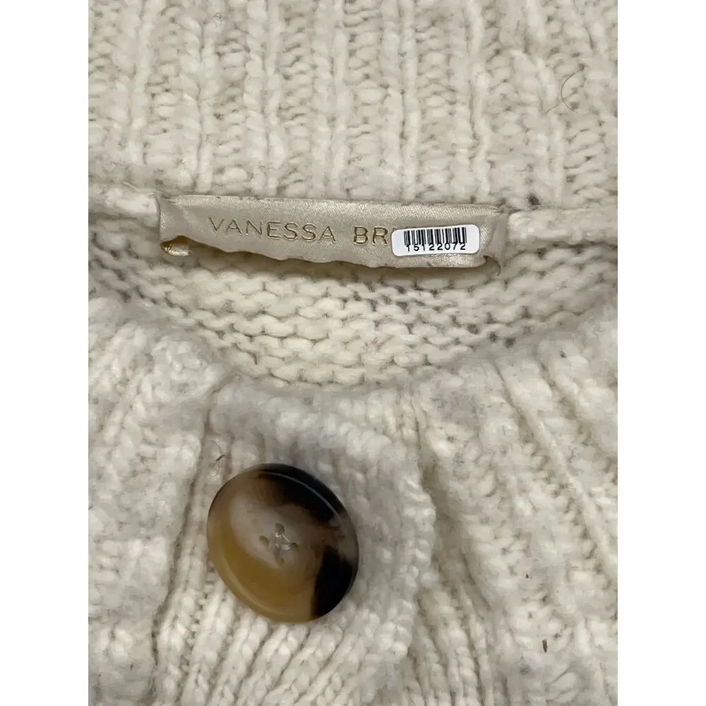 Vanessa Bruno Sz L Cream Vivi Fair Isle Nordic Oversized Wool Cardigan Sweater - Picture 4 of 6